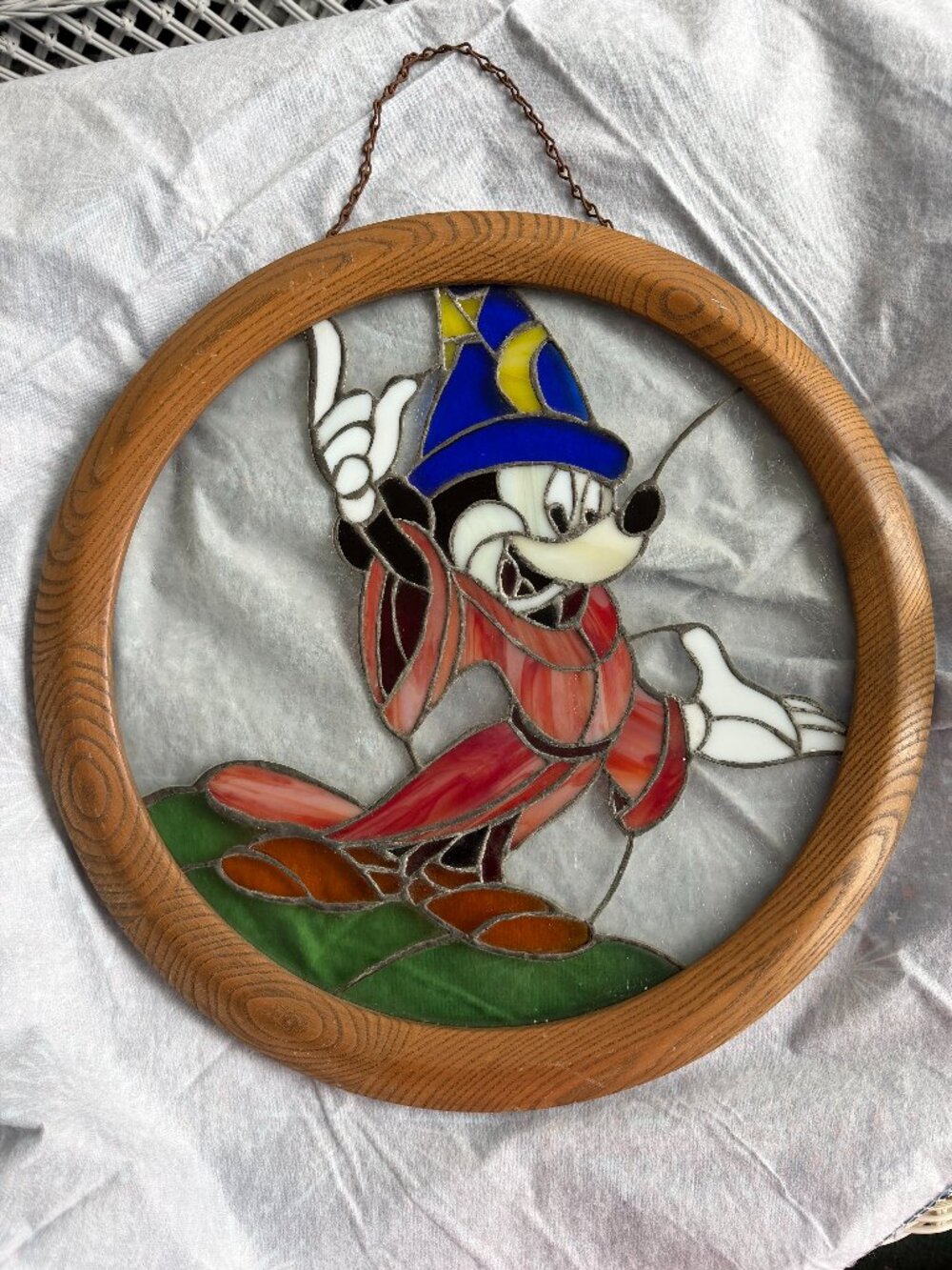 Mickey Mouse Sorcerer's Apprentice Stained Glass Framed Wall Hanging